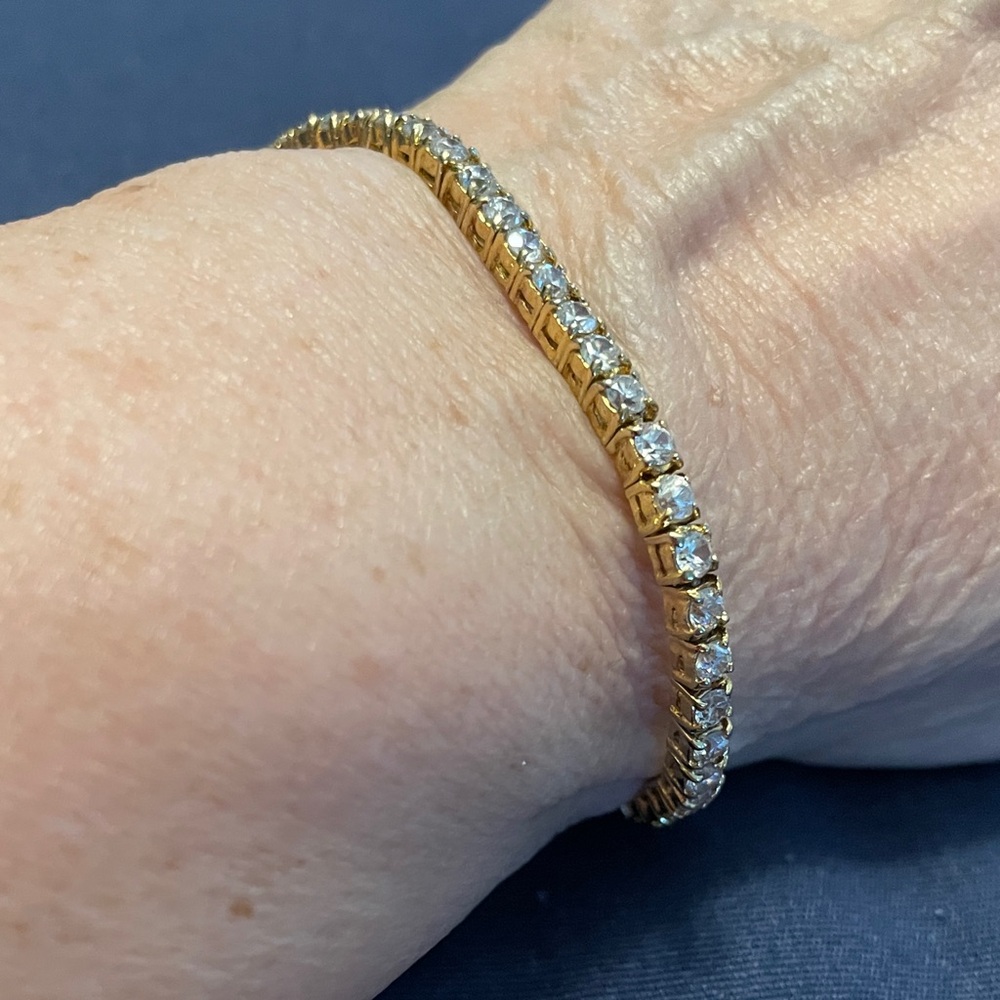 Elegant Gold and Silver Tennis Bracelet with 1 Carat CZ Stones